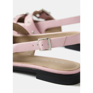 Mint Velvet Ella Pink Leather Buckled Flat Shoes